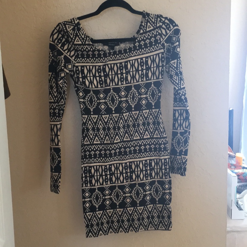 Tribal bodycon long sleeved Dress Small